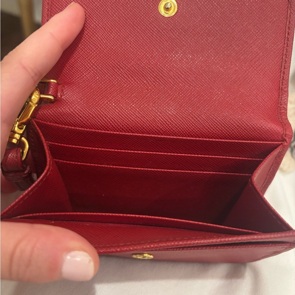 Prada Red Clutch with Gold-Tone Hardware - Picture 2 of 6